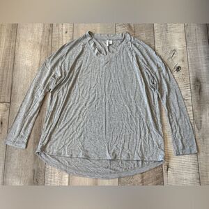 Nordstrom Heather Grey Modal Spandex V-Neck Long Sleeve Top Small